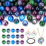 5 Bags 5 Colors Opaque Sparkling Star Resin Beads, Round, Mixed Color, 8mm, Hole: 1.8mm, 1 bag/color, 20pcs/bag(RESI-TA0001-86)
