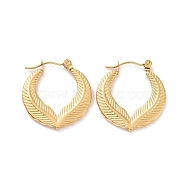 Ion Plating(IP) 304 Stainless Steel Double Leaf Wrap Hoop Earrings for Women, Golden, 23.5x22x2mm, Pin: 0.8mm(EJEW-G293-23G)