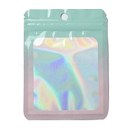 Rectangle Laser PVC Zip Lock Bags, Resealable Packaging Bags, Self Seal Bag, Pale Turquoise, 12x9x0.15cm, Unilateral Thickness: 2.5 Mil(0.065mm)(ABAG-P011-01E-01)