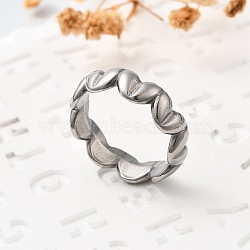 Heart 304 Stainless Steel Finger Ring, Anti-Tarnish, Stainless Steel Color, 6mm, US Size 8 1/4(18.3mm)(RJEW-C125-01P)