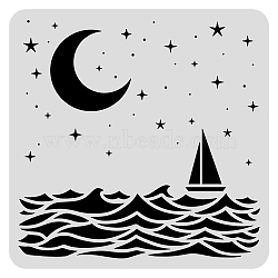 Plastic Reusable Drawing Painting Stencils Templates, for Painting on Scrapbook Fabric Tiles Floor Furniture Wood, Square, Ocean Themed Pattern, 300x300mm(DIY-WH0172-493)