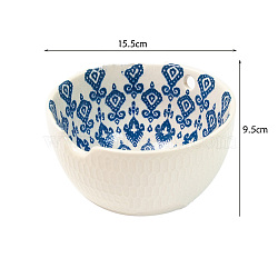 Round Handmade Porcelain Yarn Bowl Holder, Knitting Wool Storage Basket with Holes to Prevent Slipping, Blue, 15.5x9.5cm(PW-WG91277-02)
