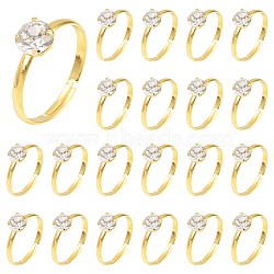 40Pcs Adjustable Alloy Rhinestone Finger Rings for Women, Golden, 6.5mm, US Size 7 1/4(17.5mm)(RJEW-SP0001-02G)