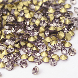 Back Plated Grade A Diamond Glass Pointed Rhinestone, Black Diamond, 1.5~1.6mm, about 1440pcs/bag(RGLA-SS4-003)