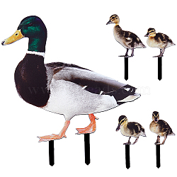 Double-sided Pattern Acrylic Garden Stake, Ground Insert Decor, Duck, Black, 106~249x60~232x2.5mm, 5pcs/set(AJEW-WH0348-02D)