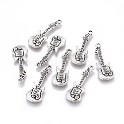 Tibetan Style Alloy Pendant, Guitar, Lead Free and Cadmium Free, Antique Silver, 31x11x2mm, Hole: 2mm(X-LFH20152Y-NF)