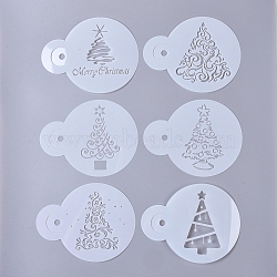 Plastic Drawing Stencil, Drawing Scale Template, for Painting on Scrapbook Fabric Tiles Floor Furniture Wood, Christmas Tree, White, 140x110x0.2mm, 6sheets/set(DIY-WH0157-24)