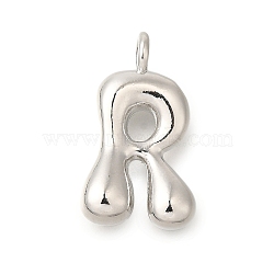 Rack Plating Brass Pendants, Cadmium Free & Lead Free, Letter A~Z Charms, Letter R, 23.5x13.5x5.5mm, Hole: 3.5mm(KK-I722-01P-R)