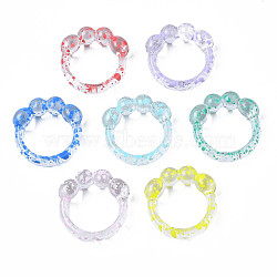 Spotted Chunky Transparent Acrylic Finger Ring, Beaded Finger Ring for Teen Girl Women, Mixed Color, US Size 7 1/4(17.5mm)(RJEW-S045-132)