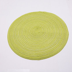 Signature Cotton Cup Mat, Table Mat, Round, Yellow Green, 365x1.5mm(AJEW-WH0017-23)