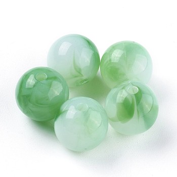 Acrylic Imitation Jade Beads, Round, Light Green, 11.5x11mm, Hole: 2mm, about 520pcs/500g