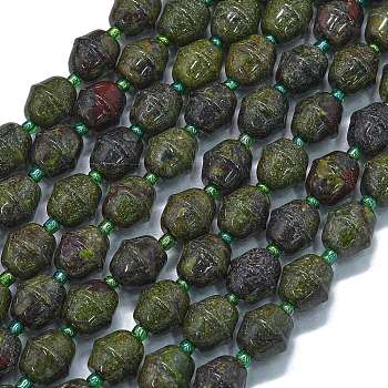 Natural Dragon Blood Beads Strands, Bell, with Seed Beads, 11x10mm, Hole: 1.4mm, about 31pcs/strand, 15.35''(39cm)