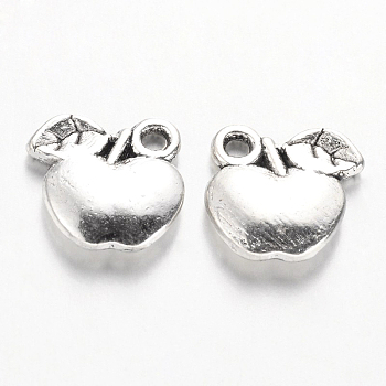 Tibetan Style Alloy Fruit Charms, Apple, Cadmium Free & Lead Free, Antique Silver, 10x10.5x2mm, Hole: 2mm, about 1345pcs/1000g