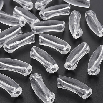 Transparent Acrylic Beads, Curved Tube, Clear, 32x9.5x8mm, Hole: 1.8mm, about 330pcs/500g