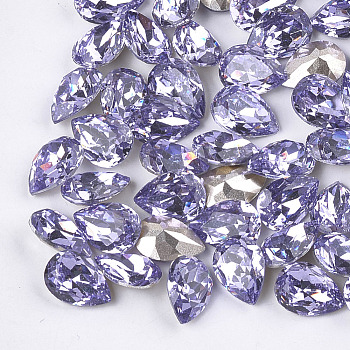 Pointed Back Resin Rhinestone Cabochons, Back Plated, Faceted, teardrop, Violet, 8~8.5x6x3.5mm, about 1000pcs/bag