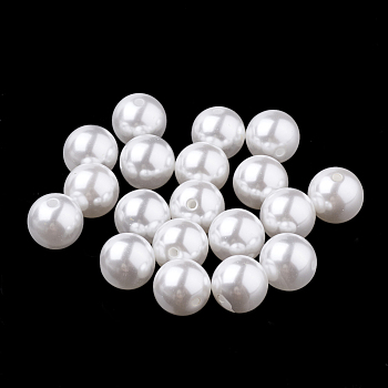 Eco-Friendly Plastic Imitation Pearl Beads, High Luster, Grade A, Half Drilled Beads, Round, White, 5mm, Half Hole: 1mm
