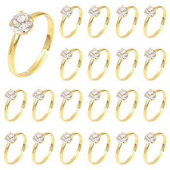 40Pcs Adjustable Alloy Rhinestone Finger Rings for Women, Golden, 6.5mm, US Size 7 1/4(17.5mm)