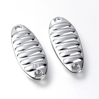 Zinc Alloy Fishing Lures, Fishing Attractor Spinner Blades, for Hard Lures Worm Spinner Baits Spoons Rigs Making, Oval, Platinum, 31.5x13x4.5mm, Hole: 2mm
