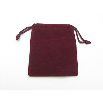 Velvet Jewellery Bag, Dark Red, About 7cmx9cm