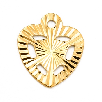 Rack Plating Brass Pendants, Long-Lasting Plated, Heart Charm, Golden, 12x10x0.3mm, Hole: 1.2mm