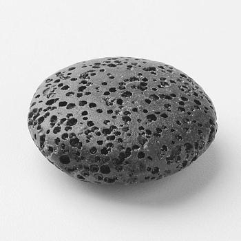 Unwaxed Natural Lava Rock Beads, for Perfume Essential Oil Beads, Aromatherapy Beads, No Hole/Undrilled, Dyed, Flat Round, Black, 20~21x7.5mm