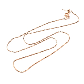 1mm Rack Plating Brass Box Chain Adjustable Slider Necklaces for Women Men, Cadmium Free & Lead Free, 901 Stainless Steel Clasp, Long-Lasting Plated, Rose Gold, 21.65 inch(55cm)