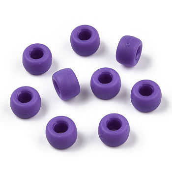 Opaque Plastic Beads, Frosted, Barrel, Indigo, 9x6mm, Hole: 3.8mm, about 1900pcs/500g