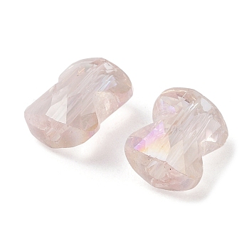 Electroplate Glass Beads, AB Color, Faceted Pillow, Misty Rose, 8x6.5x4mm, Hole: 1.2mm