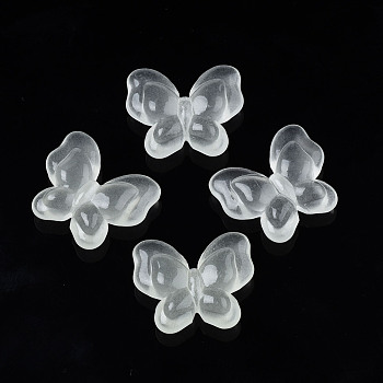 Luminous Acrylic Beads, Butterfly, Clear, 17.5x21x6mm, Hole: 1.8mm