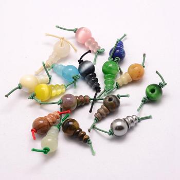 Synthetic Mixed Stone 3 Hole Guru Beads, T-Drilled Beads, For Buddhist Jewelry Making, Dyed, 17.5~18x10~10.5mm, Hole: 2mm
