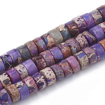 Synthetic Imperial Jasper Beads Strands, Heishi Beads, Flat Round/Disc, Blue Violet, 6~6.5x3~3.5mm, Hole: 1mm, about 113pcs/strand, 15.5 inch