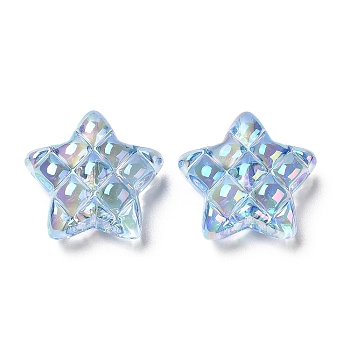 Transparent Acrylic Beads, AB Color Plated, Star, Blue, 19.5x19.5x9mm, Hole: 3.5mm