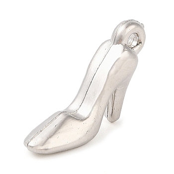 CCB Plastic Pendants, High-heeled Shoes, Platinum, 13x16x5.5mm, Hole: 2mm