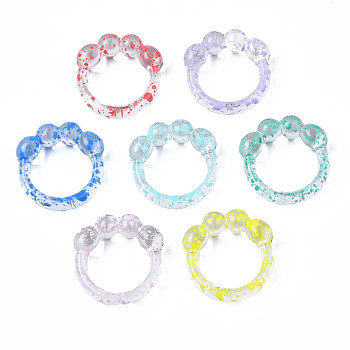 Spotted Chunky Transparent Acrylic Finger Ring, Beaded Finger Ring for Teen Girl Women, Mixed Color, US Size 7 1/4(17.5mm)