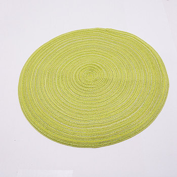 Signature Cotton Cup Mat, Table Mat, Round, Yellow Green, 365x1.5mm