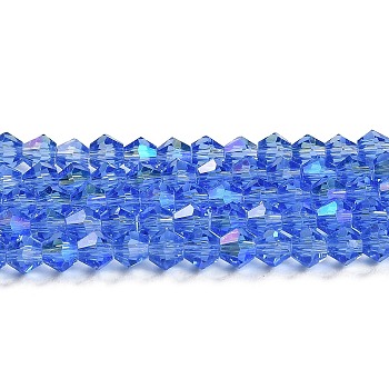 Transparent Electroplate Glass Beads Strands, AB Color Plated, Faceted, Bicone, Light Blue, 2mm, about 162~185pcs/strand, 12.76~14.61 inch(32.4~37.1cm)