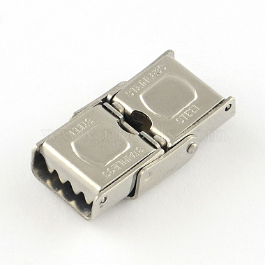 Smooth Surface 201 Stainless Steel Watch Band Clasps(STAS-R063-65)-2