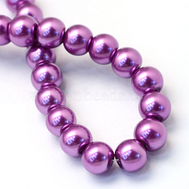 Baking Painted Pearlized Glass Pearl Round Bead Strands(HY-Q330-8mm-16)-4
