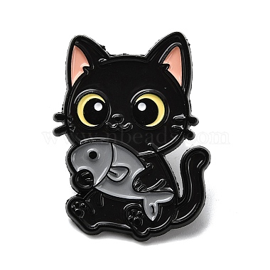 猫と魚のエナメルピン(JEWB-I055-05EB-06)-1