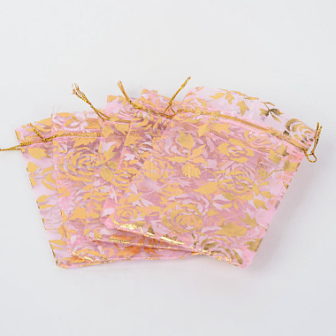 Rose Printed Organza Bags(X-OP-R021-10x12-01)-2