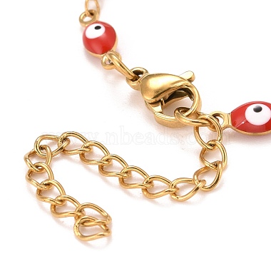 Enamel Horse Eye Link Chains Bracelet(BJEW-P271-05G-02)-3
