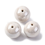 Handmade Polymer Clay Beads, Round, White, 19.5x19mm, Hole: 2mm(PORC-K005-02A-04)