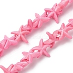 Synthetic Turquoise Dyed Beads Strands, Starfish, Hot Pink, 10x10.5x4mm, Hole: 1mm, about 55pcs/strand, 13.82''(35.1cm)(G-B184-C03-01)