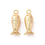 Brass Pendants, Cadmium Free & Nickel Free & Lead Free, Fish Charms, Real 18K Gold Plated, 14.5x5.5x3.5mm, Hole: 1.4mm(KK-E793-06G)