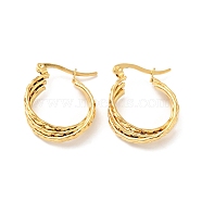 Vacuum Plating 201 Stainless Steel Interlocking Rings Triple Hoop Earrings with 304 Stainless Steel Pins, Intertwined Chunky Jewelry for Women, Golden, 25x20x6mm, Pin: 0.6mm(EJEW-D279-05G)