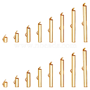 48Pcs 8 Size 304 Stainless Steel Slide On End Clasp Tubes, Slider End Caps, Real 18K Gold Plated, 6~40x5.5~6x4mm, Hole: 2~3.5x1~1.5mm, Inner Diameter: 3~3.5mm, 6Pcs/size(STAS-UN0041-51)