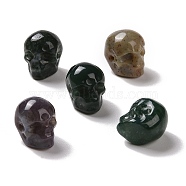 Natural Moss Agate Beads, Halloween Skull, 11~11.5x8.5~9x11~11.5mm, Hole: 0.9~1mm(G-C038-01G)
