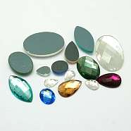 Mixed Shapes Faceted Glass Cabochons, Mixed Color, 10~30x7~20mm(GLAA-I020-03M)