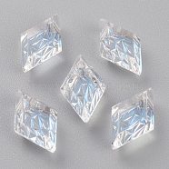 Embossed Glass Rhinestone Pendants, Rhombus, Faceted, Moonlight, 13x8x4.2mm, Hole: 1.2mm(GLAA-J101-04A-001MO)