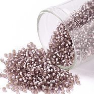 TOHO Round Seed Beads, Japanese Seed Beads, (26F) Silver Lined Frost Light Amethyst, 15/0, 1.5mm, Hole: 0.7mm, about 3000pcs/10g(X-SEED-TR15-0026F)